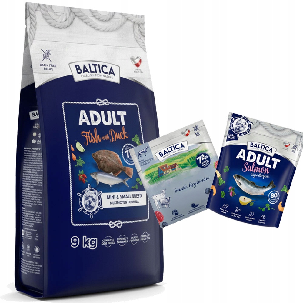 Levně Baltica Adult Fish With Duck Xs/s 9 Kg Kachní Ryby Pro Malé Dospělé Plemena
