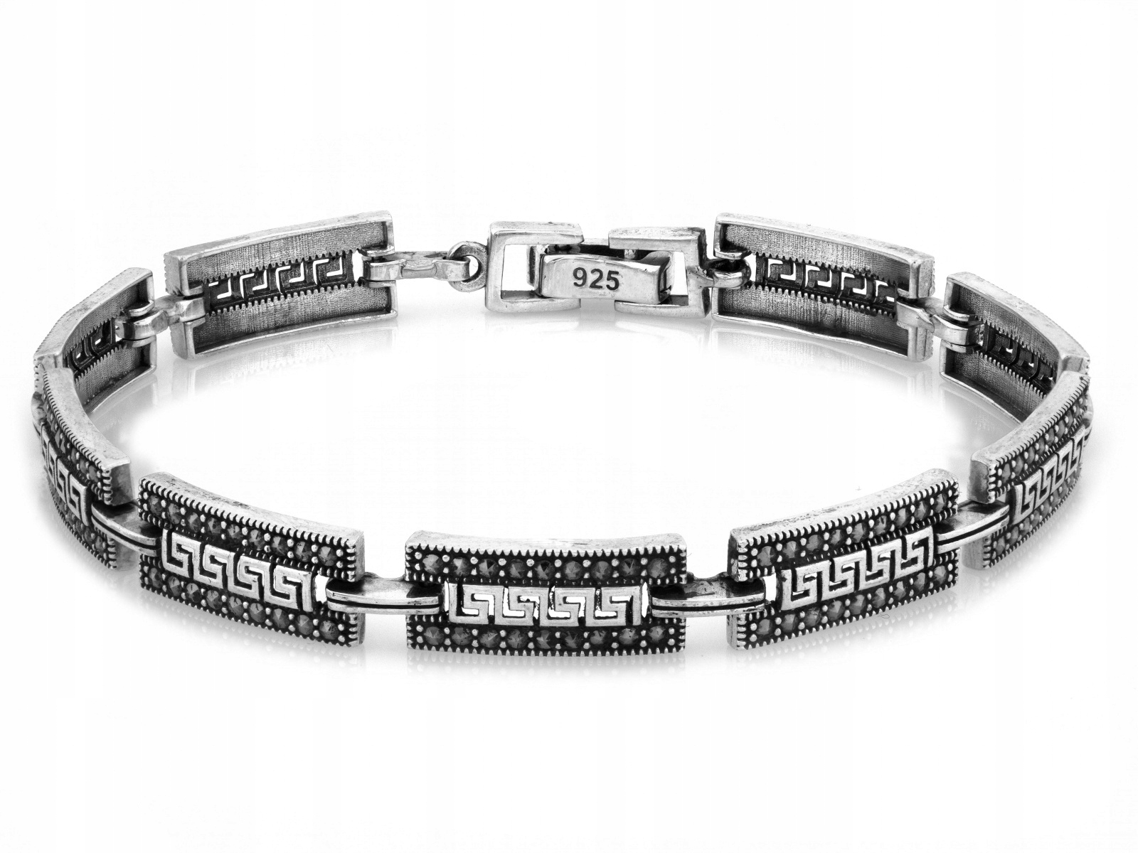 Stříbrný náramek 925 s markýzami, řecký vzor jako dárek pro maminku r18