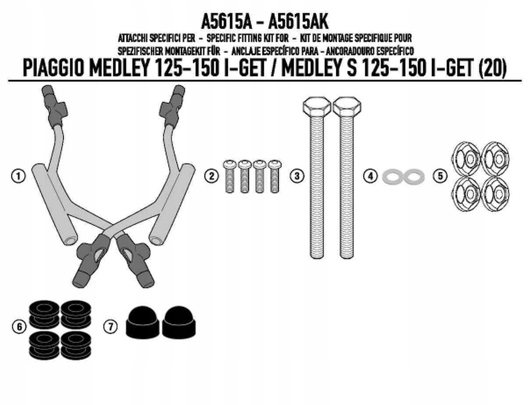 Kappa Upevnenie Skla 7057AK Piaggio Medley 125-150 i get Medley S 125-15