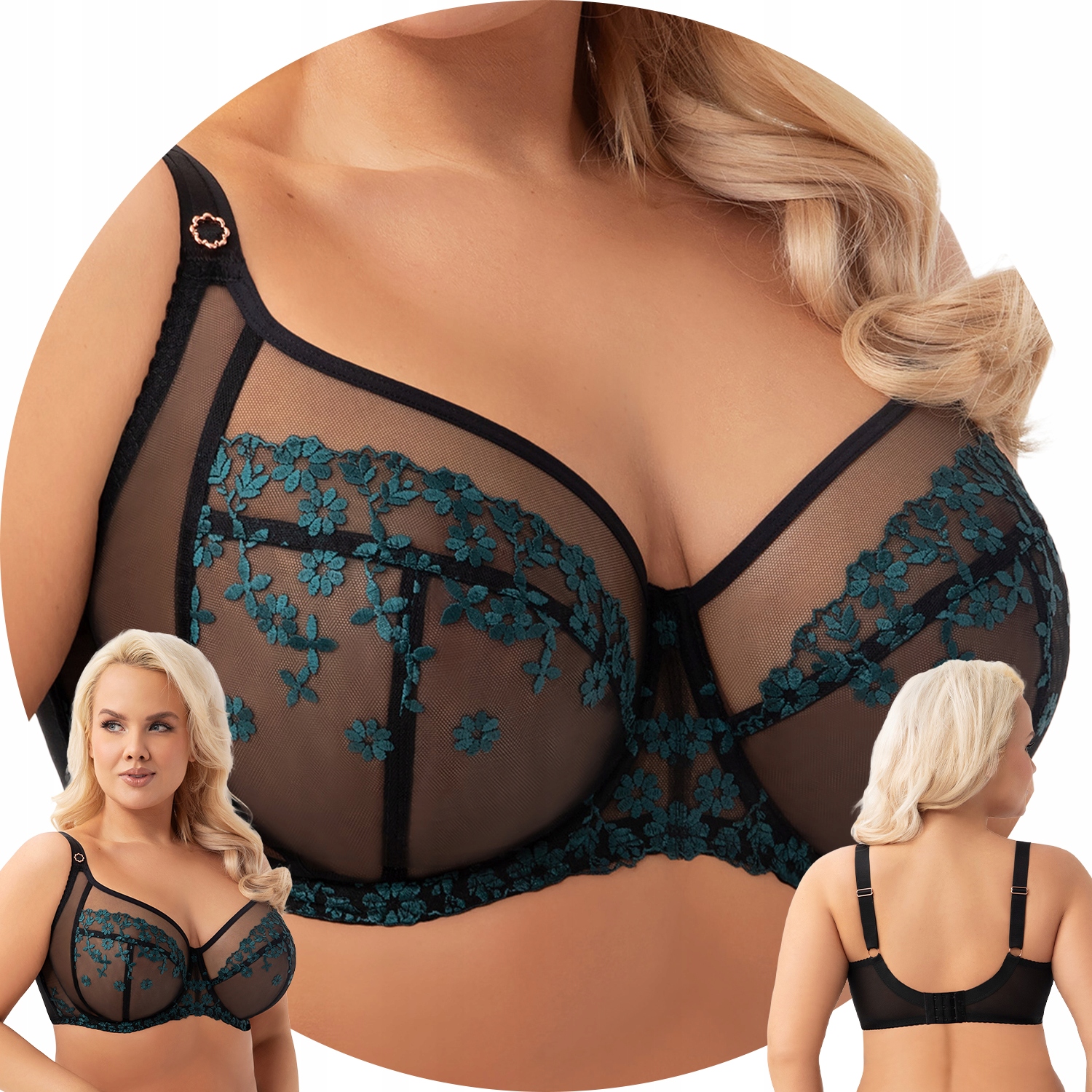 Gorsenia K947 Ottavia černá výšivka tyl Podprsenka soft 80D Měkká