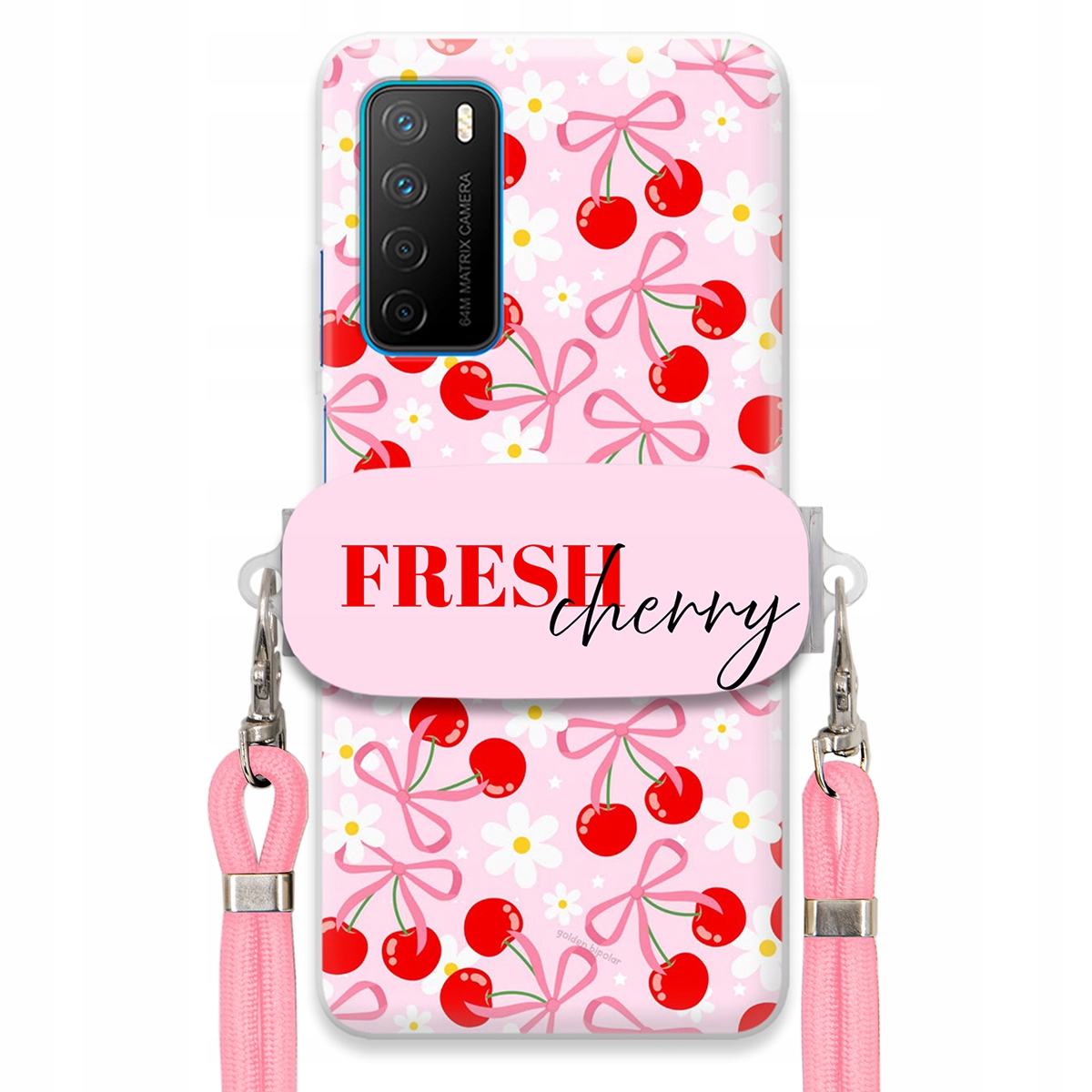 Puzdro pre Huawei Honor Play 4 Case Držiak šnúrok Ružový Fresh Cherry Kokardy