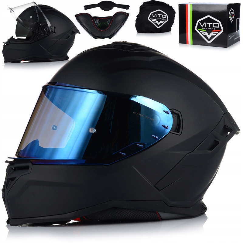 Motocyklová Prilba Vito Presto Matt Integrálna Modré Sklo Clona