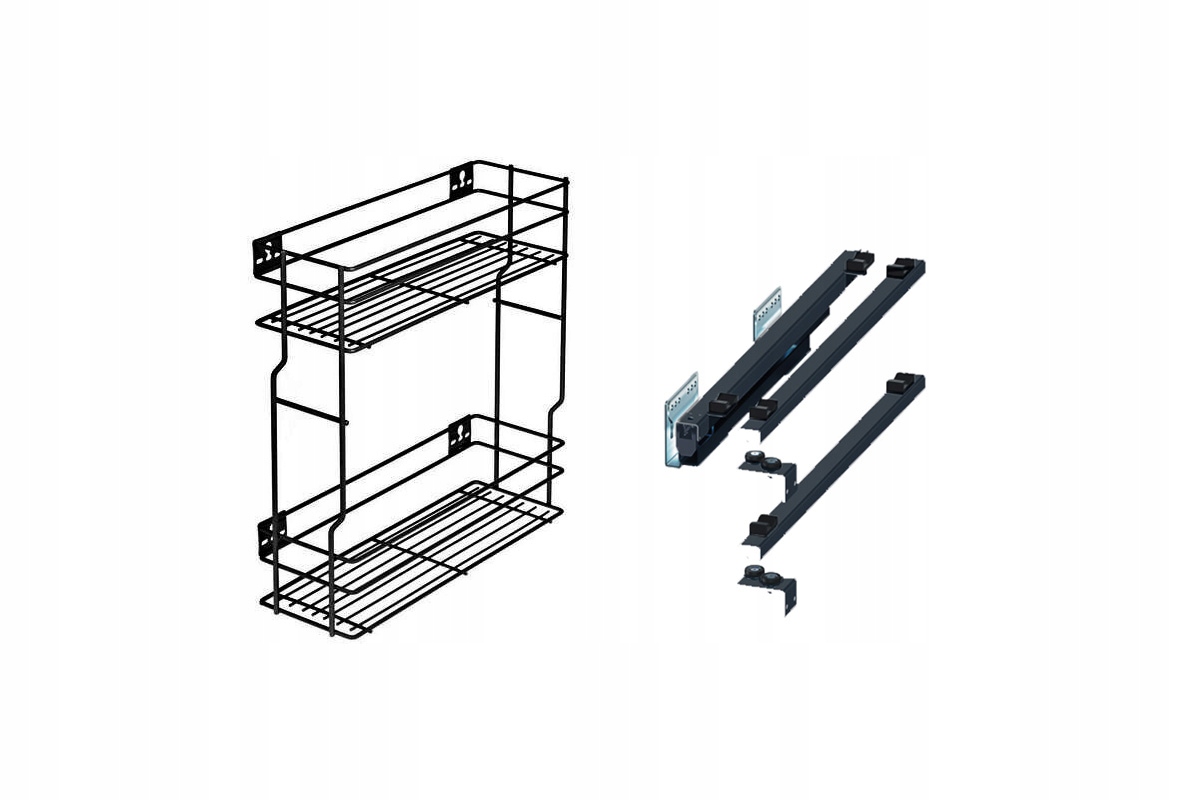 Cargo koš do skříně levý 20 cm 200 Grafit 2p Rejs Push plný výsuv