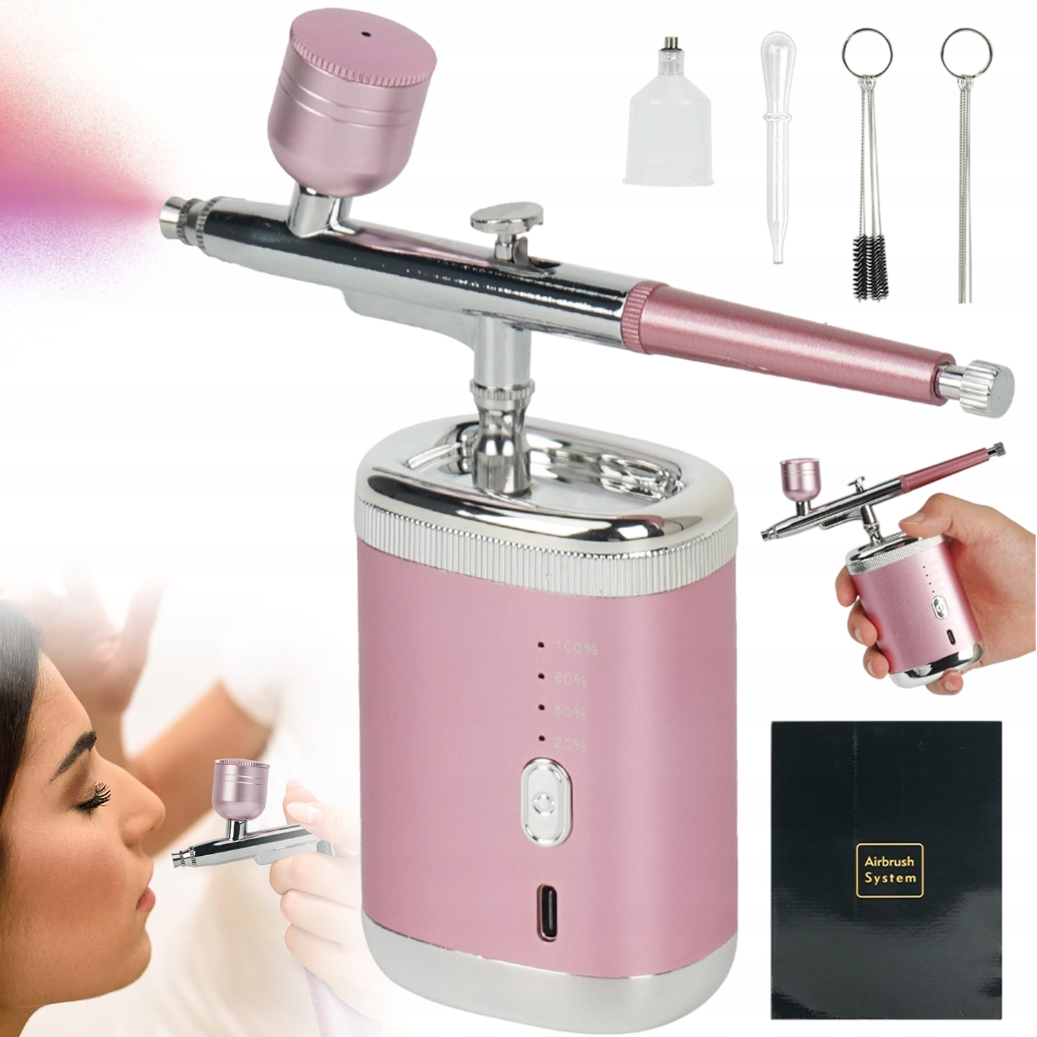 Elektrická Stříkací Pistole Aerograf Kompres Bezdrátový Set