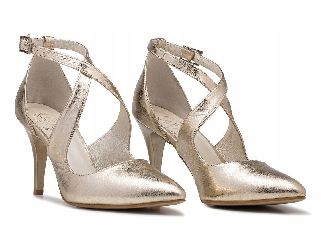 Zlaté Sandály Taneční Retro Kožené Lodičky Butdam 38
