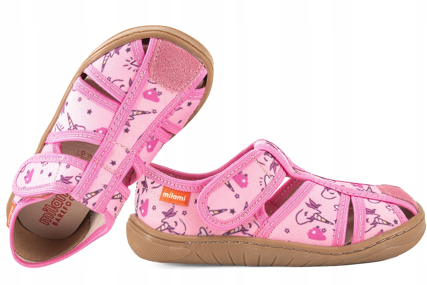 Milami BF9C-BR-41 Barefoot Sandały Tekstylne Domowe Kapcie Papcie Rzep 33