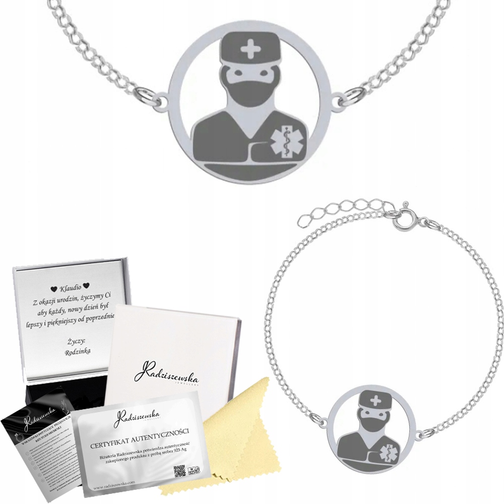 Stříbrný Náramek S Lékařským Záchranářem Dárek Záchranná Služba Gravírování 925