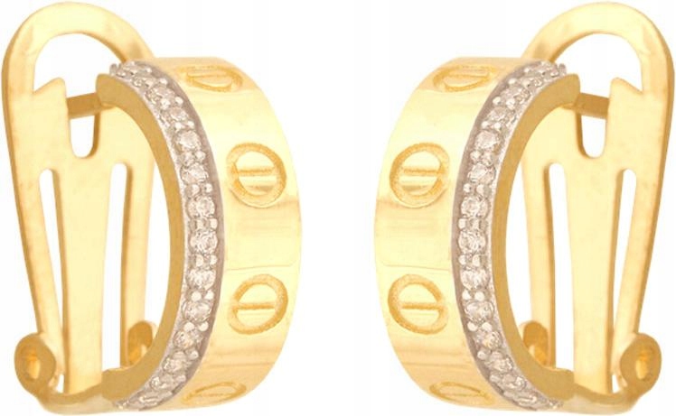 Dámské zlaté náušnice , anglické zapínání, 585, kruhové náušnice, zirkony