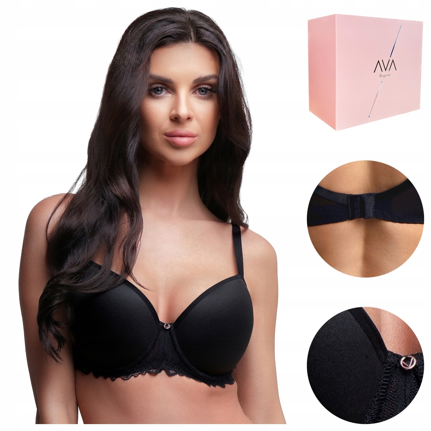 Podprsenka Ava 2255 full cup vyztužená krajková černá 85D
