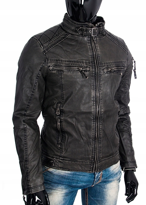 Kurtka Skóra CIPO BAXX Motor Racing Zamki Długość do bioder