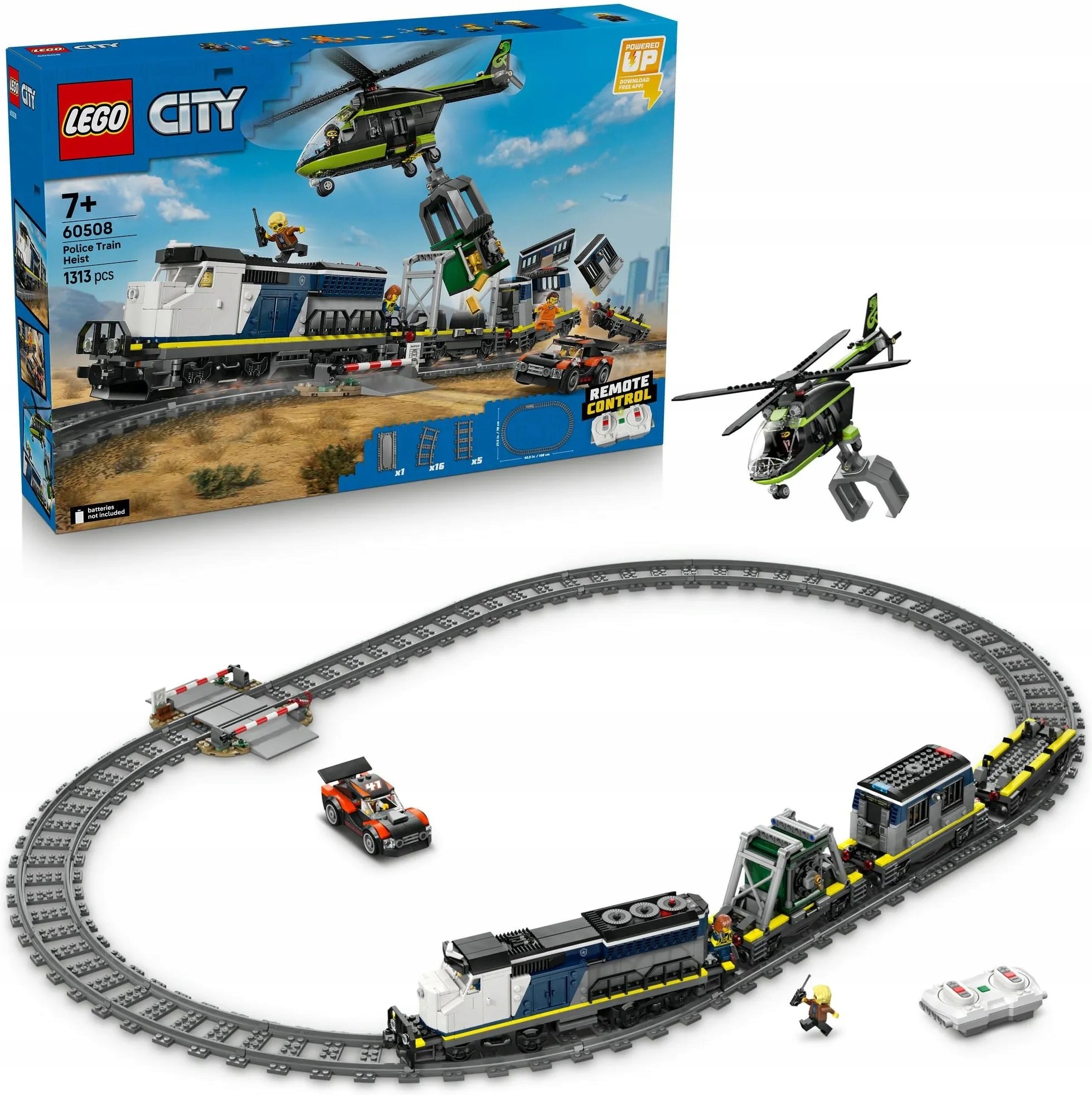 stavebnice Lego City 60508 Přepadení policejního vlaku Tory Helikoptéra