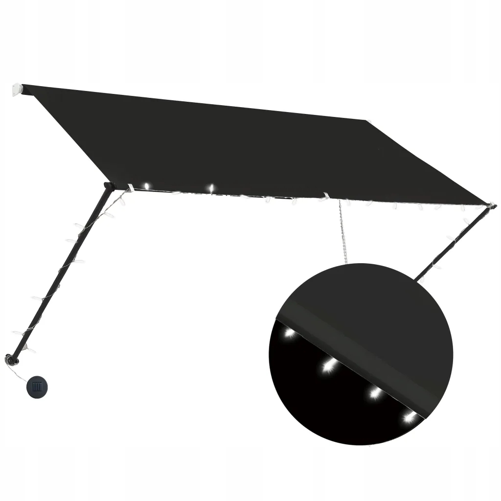 Rolovací markýza s Led osvětlením, ocelovo-polyester, antracitová, 250 x 150