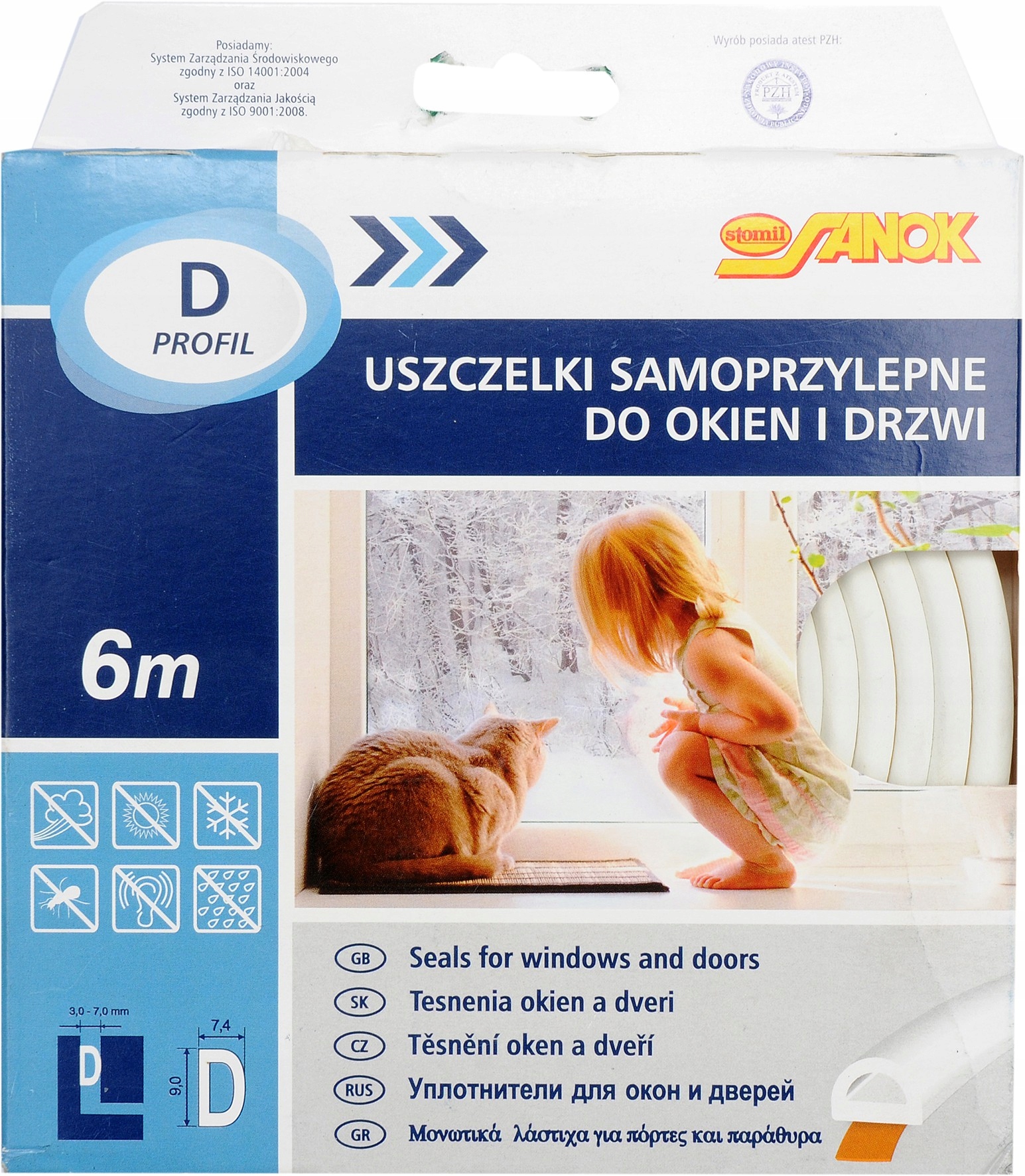 USZCZELKA DO OKIEN DRZWI EPDM TYP D BIAŁA 6m 76752 Marka Stomil