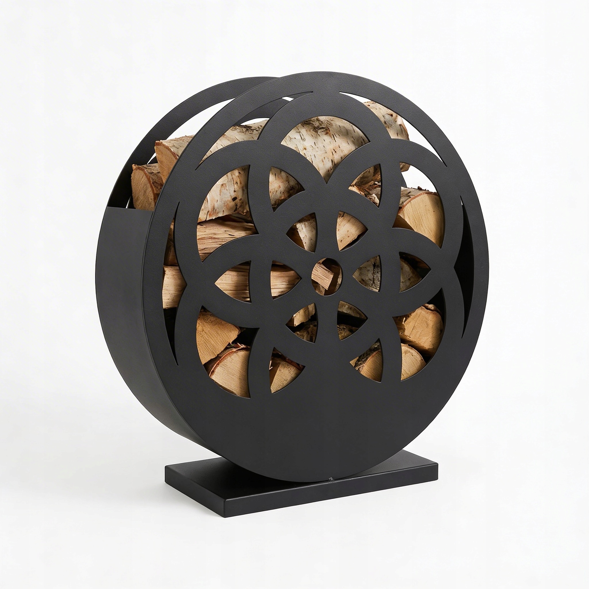 Stojanový Koš Na Krbové Dřevo Kovový Černý, Pevný Kov, 60 X 25 CM