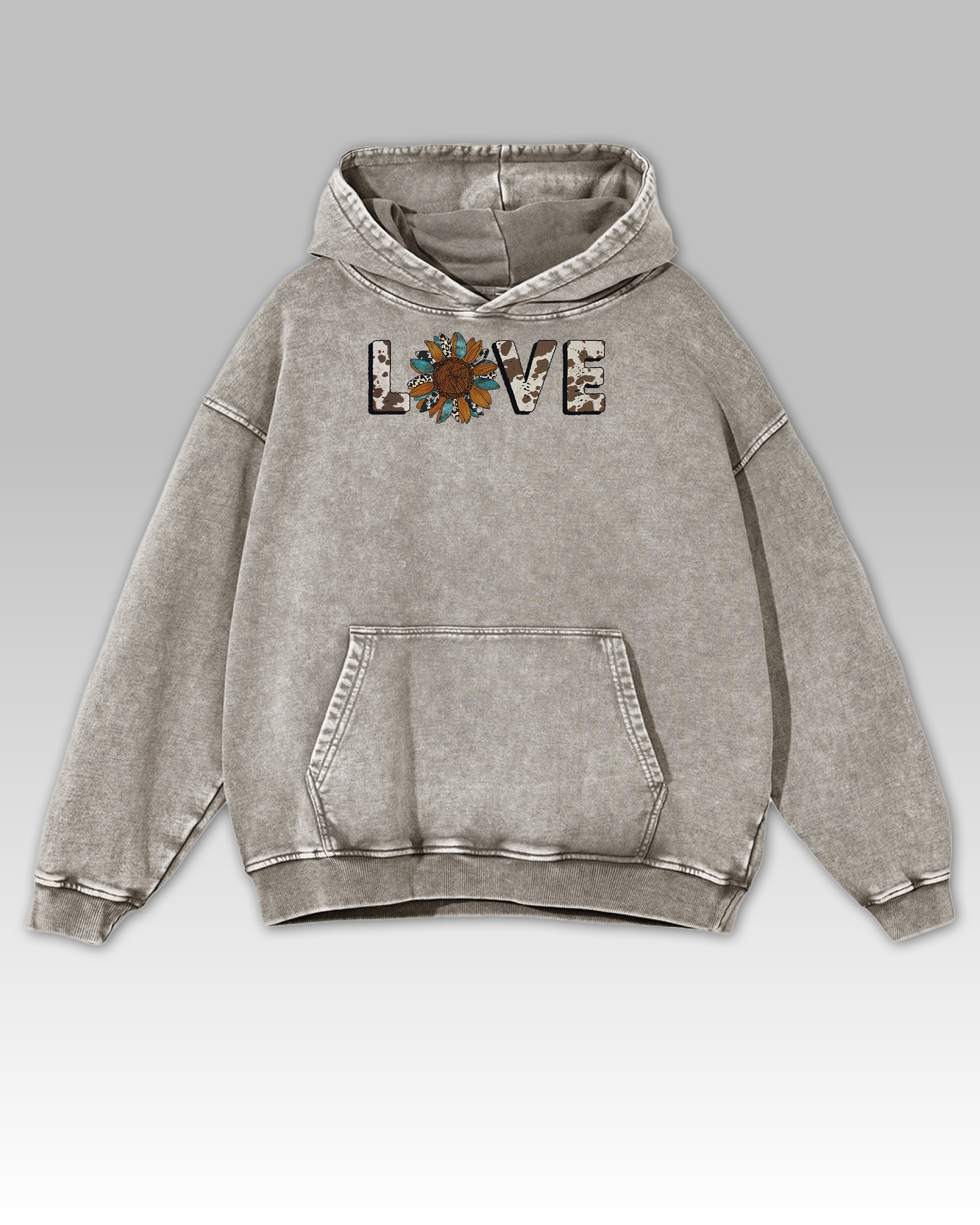 Mikina Nature Love Natura Slunečnice Příroda Květina Oversize Popelavá L