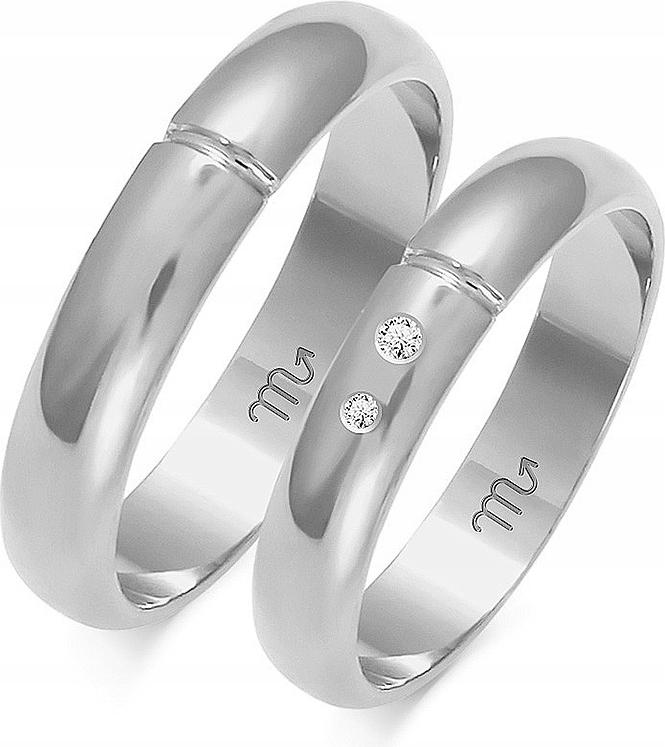 Bílé zlaté snubní prsteny s gravírováním 14K 585 r11 12 13, exkluzivní kolekce svatba
