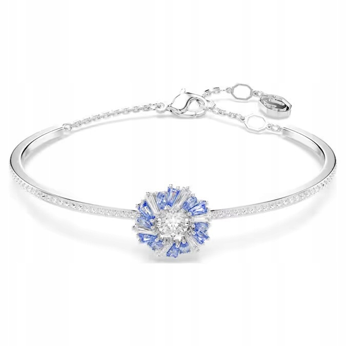 Náramek Swarovski Idyllia Flower s modrým Křišťál , rhodiovaná Ocel