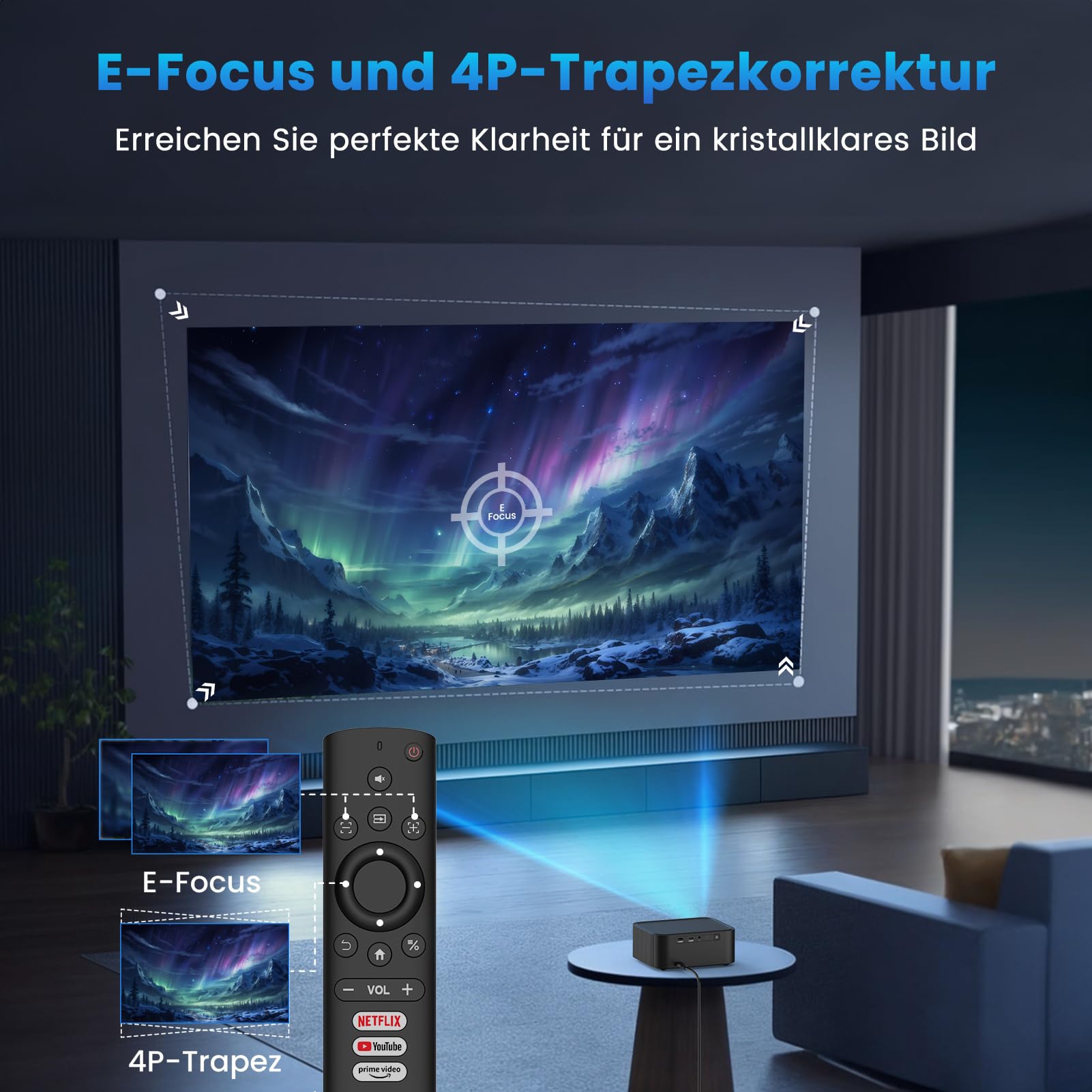 HOPVISION Projektor 4K Full HD 1080P WiFi6 Bluetooth Netflix YouTube PS5 — miniatura 4
