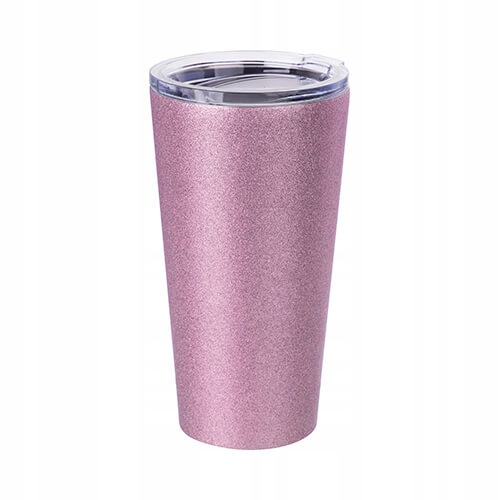 Tumbler termiczny 480 ml ze stali różowy brokat