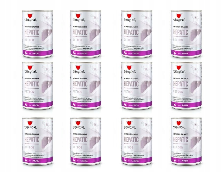 Levně Disugual pro psa Mokrá dieta Veterinární játra Hepatic Kachna 12 x 400