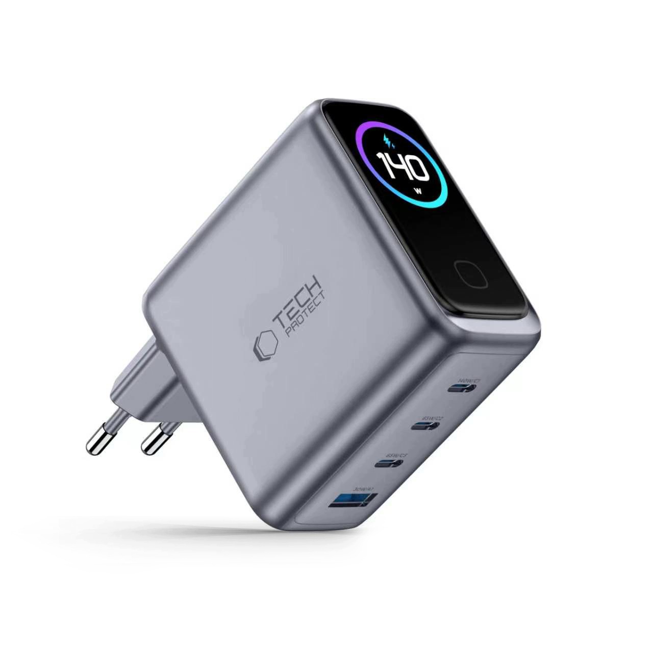 Rychlá Síťová Nabíječka S Displejem, Napájecí Zdroj 140 W Gan Usb-c Usb-a