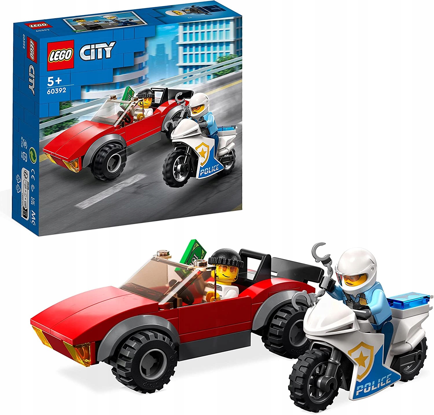 LEGO CITY 60392 POLICJA MOTOCYKL MOTOR WYŚCIG 5+ Marka LEGO