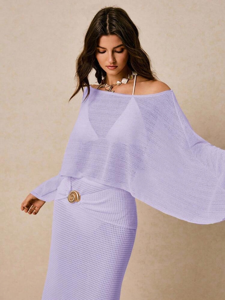 SHEIN FIOLETOWE CIENKIE PONCZO (M)