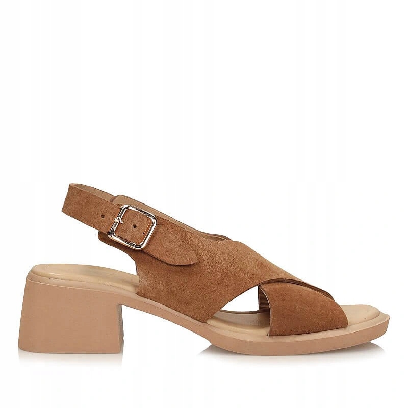 Dámské sandály Boccato 0804.3676 Tan suede, béžové, kožené na podpatku