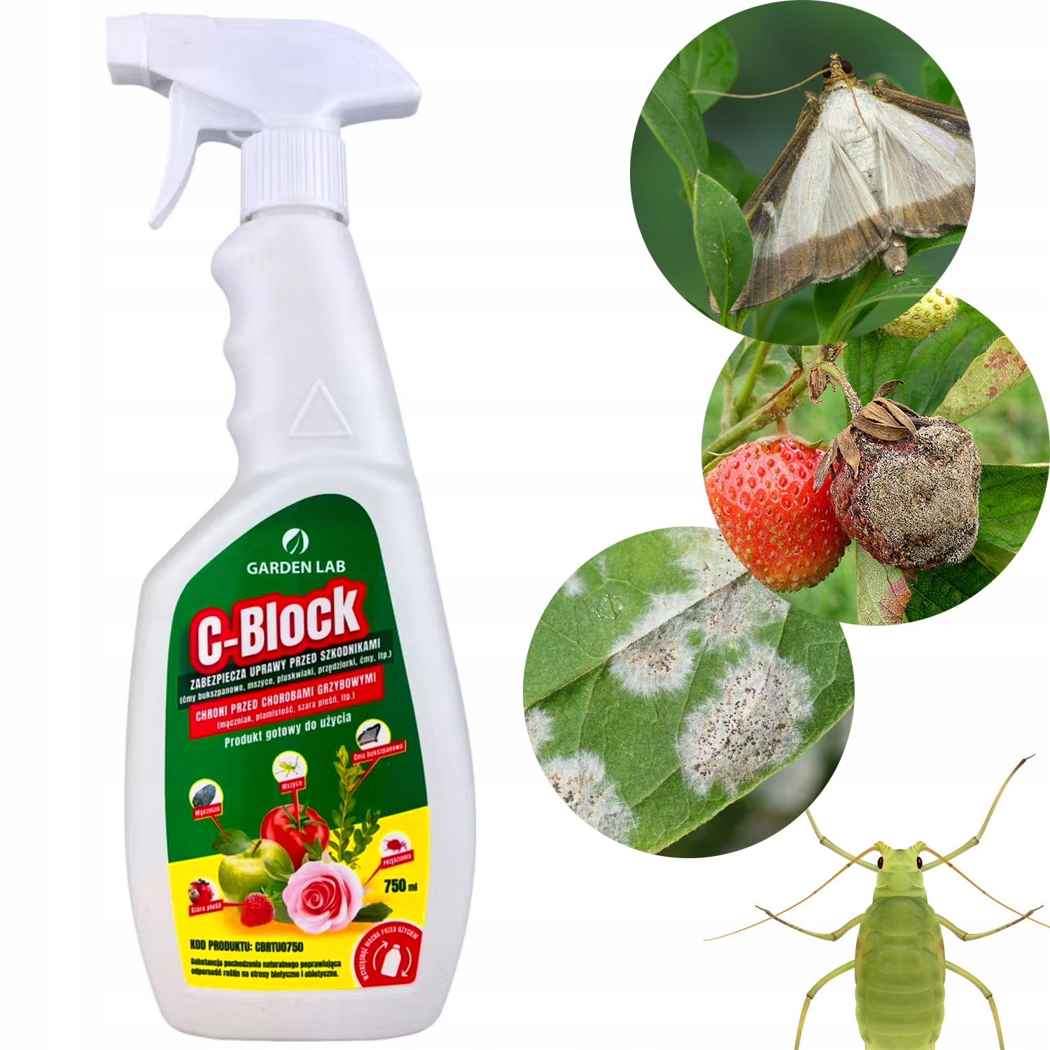 C-BLOCK SPRAY NA CHOROBY GRZYBOWE OWADY MSZYCE ĆMĘ BUKSZPANOWĄ 750 ML EAN (GTIN) 5903949471274