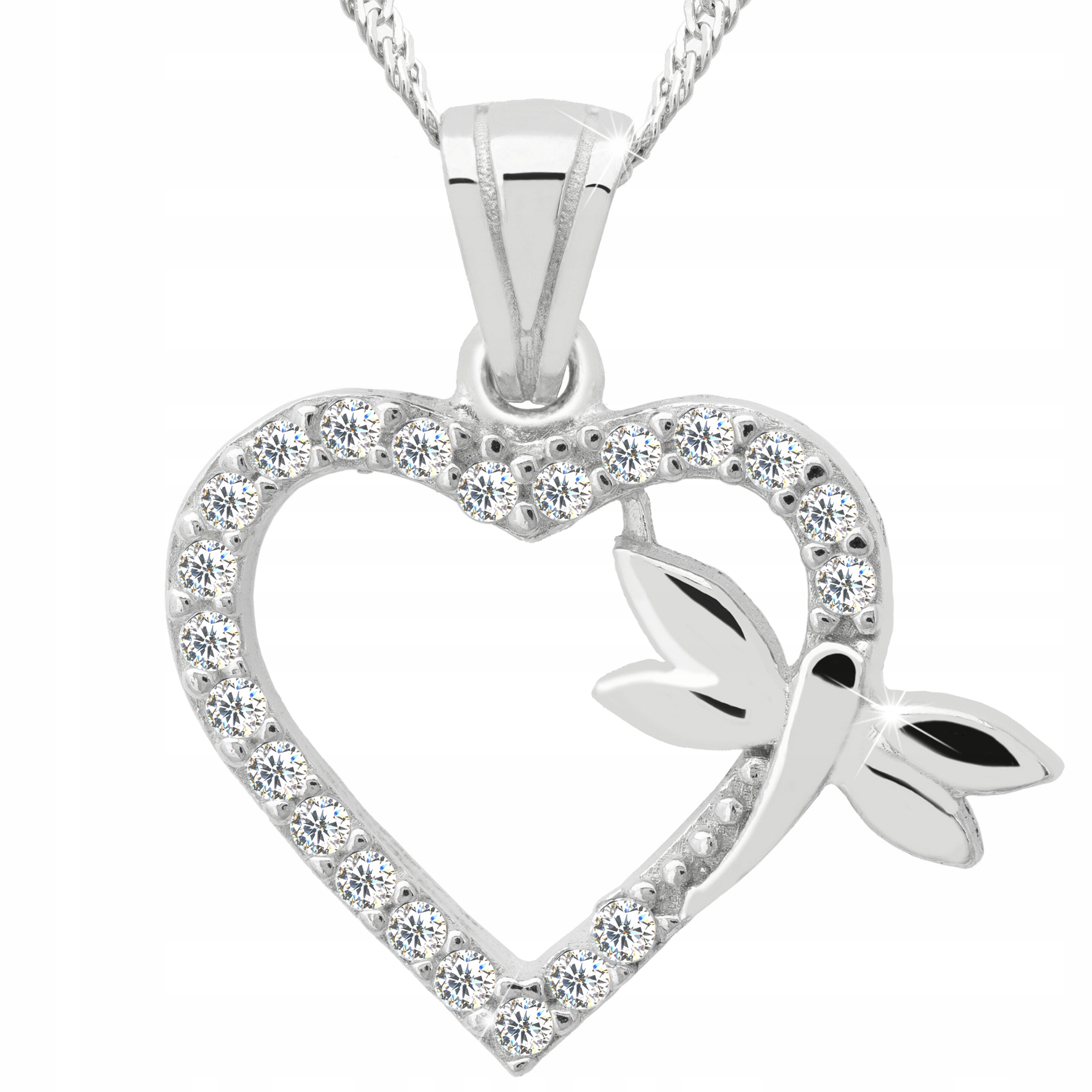 Stříbrný náhrdelník Vážka Srdce Srdíčko Láska Srdce Láska Stříbro 925