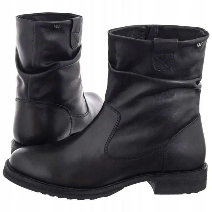 Dámské klasické Kotníkové Boty Obuv Wojas Černá Kožená 55282-51
