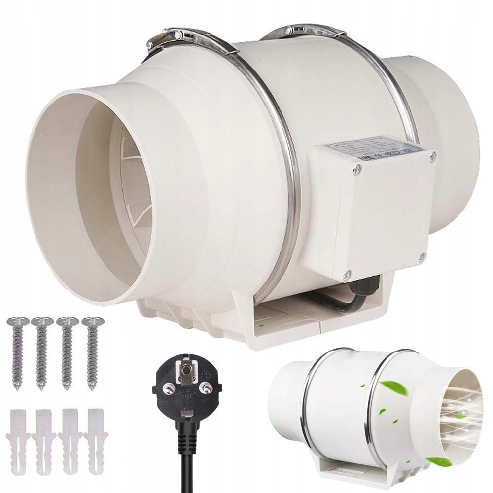Axiální Trubkový Ventilátor 100 MM IP44, Odsávací Ventilátor S 10 Čepelemi