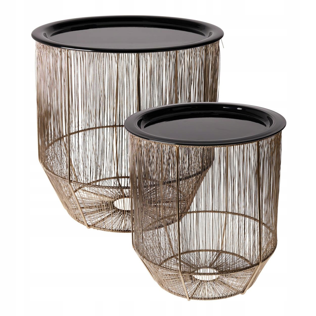 Sada pomocných stolíkov čierna zlatá 2 ks Kávová Okrúhla Kovová