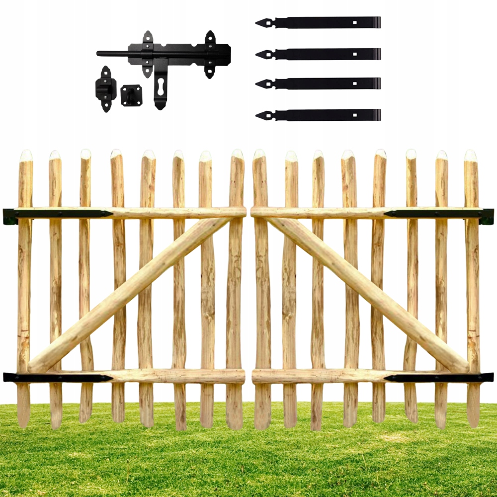 Dřevěná Plotová Furtka, sada 2 kusů 80 x 100 cm branka, zahrada