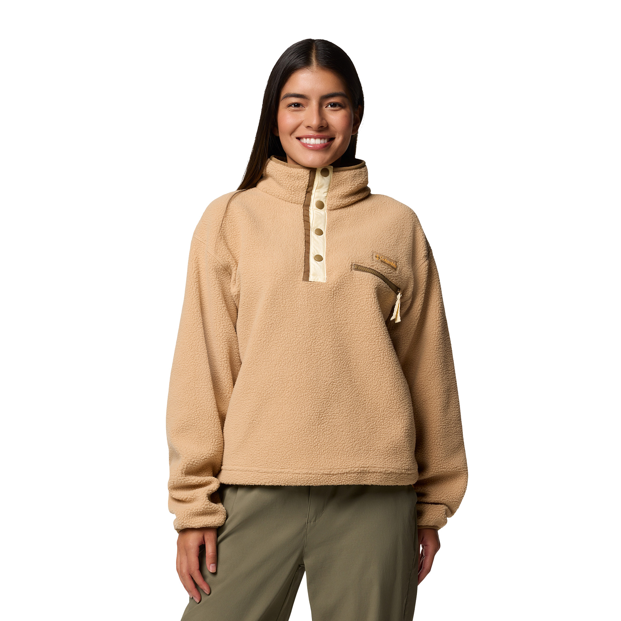 Bluza polarowa damska Columbia Helvetia II Cropped Half Snap Fleece canoe L