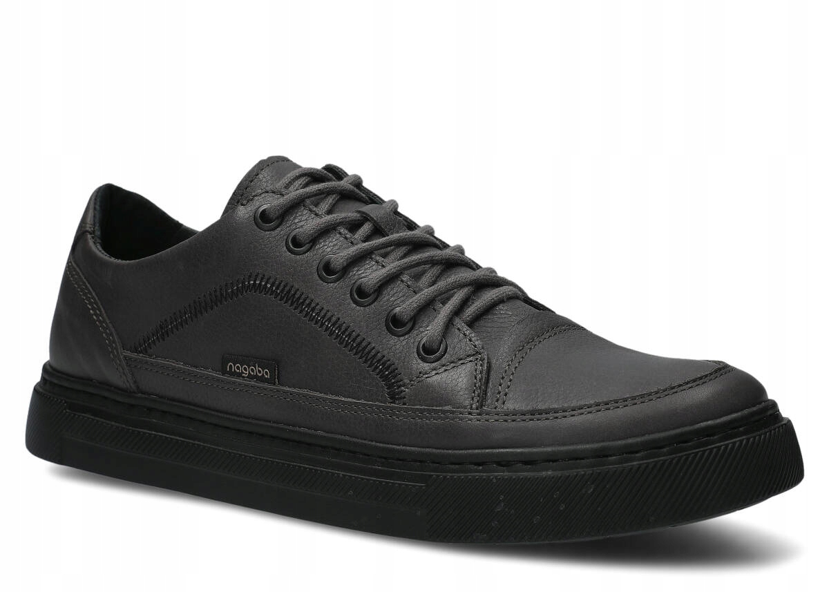 Nagaba 462 Grafitowy Skórzane Półbuty Męskie Polski Producent