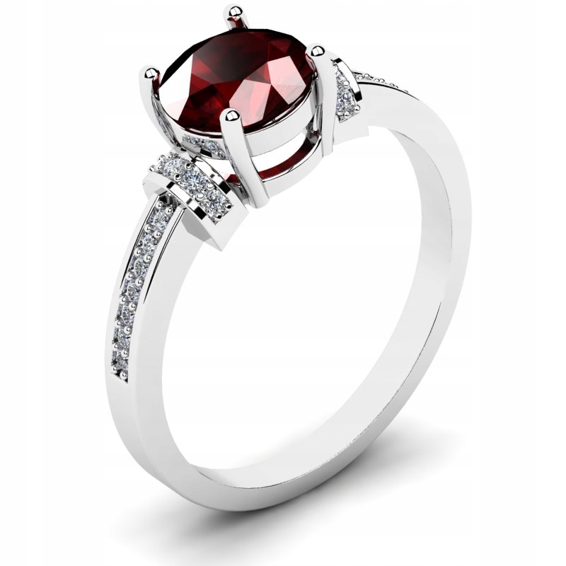 

Pierścionek Z Białego Złota Z Bordową Cyrkonią