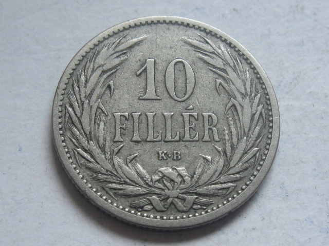 nr2299 Węgry Stara Moneta 10 Filler 1908