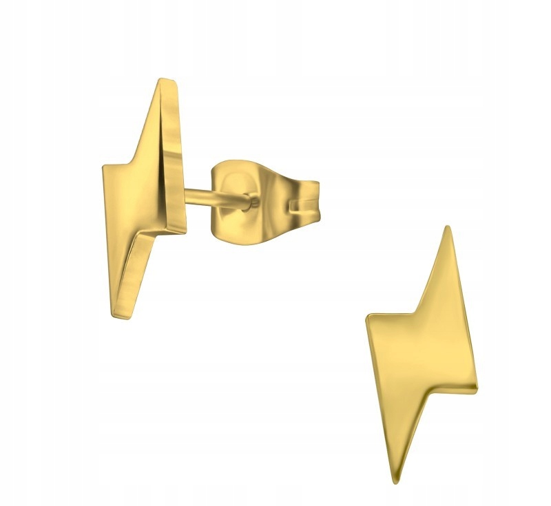 

Kolczyk stal szlach Sztuka piorun złoty błyskawica