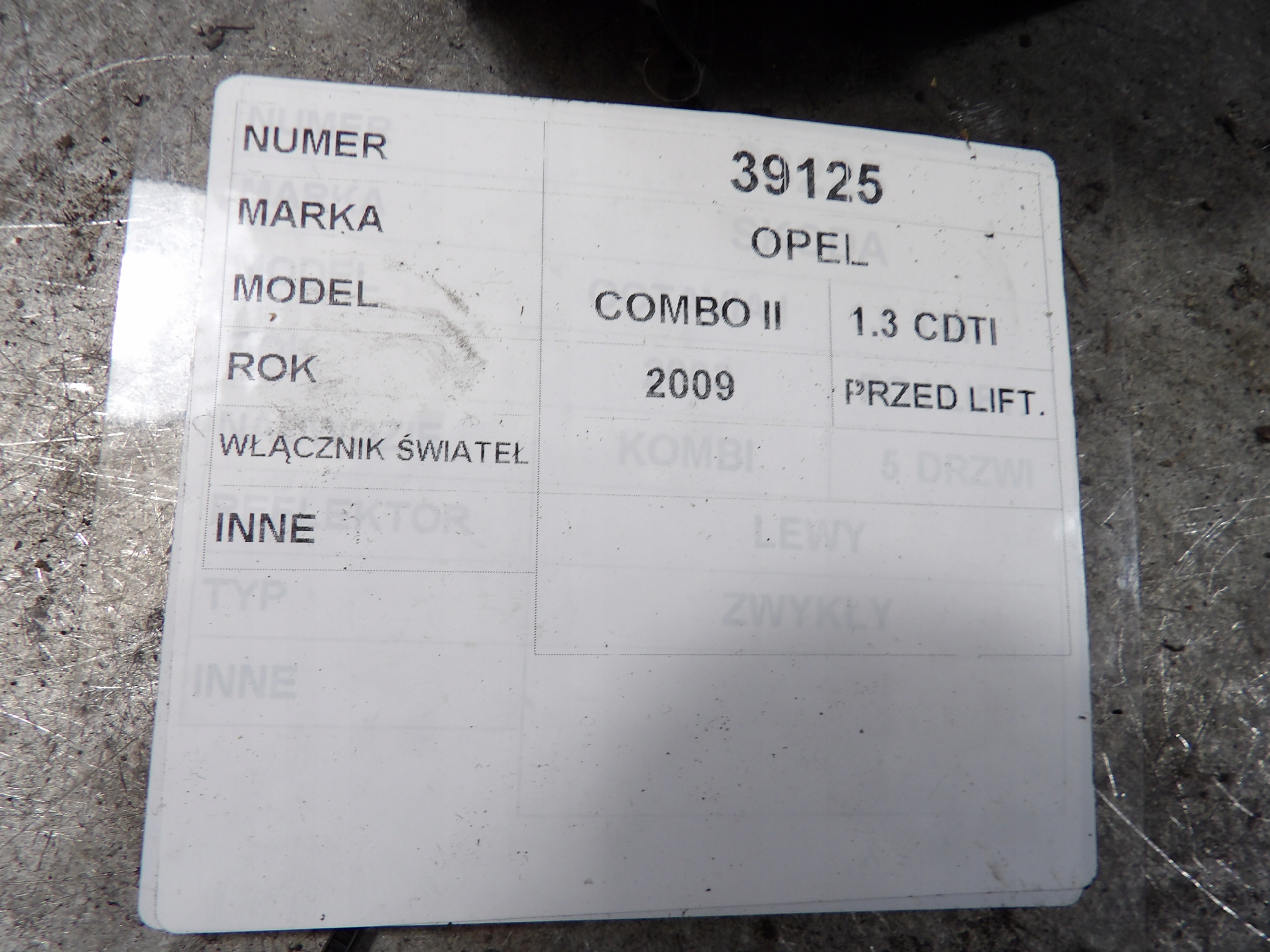 Opel Combo II C Schalter Leuchten 1,3CDTI