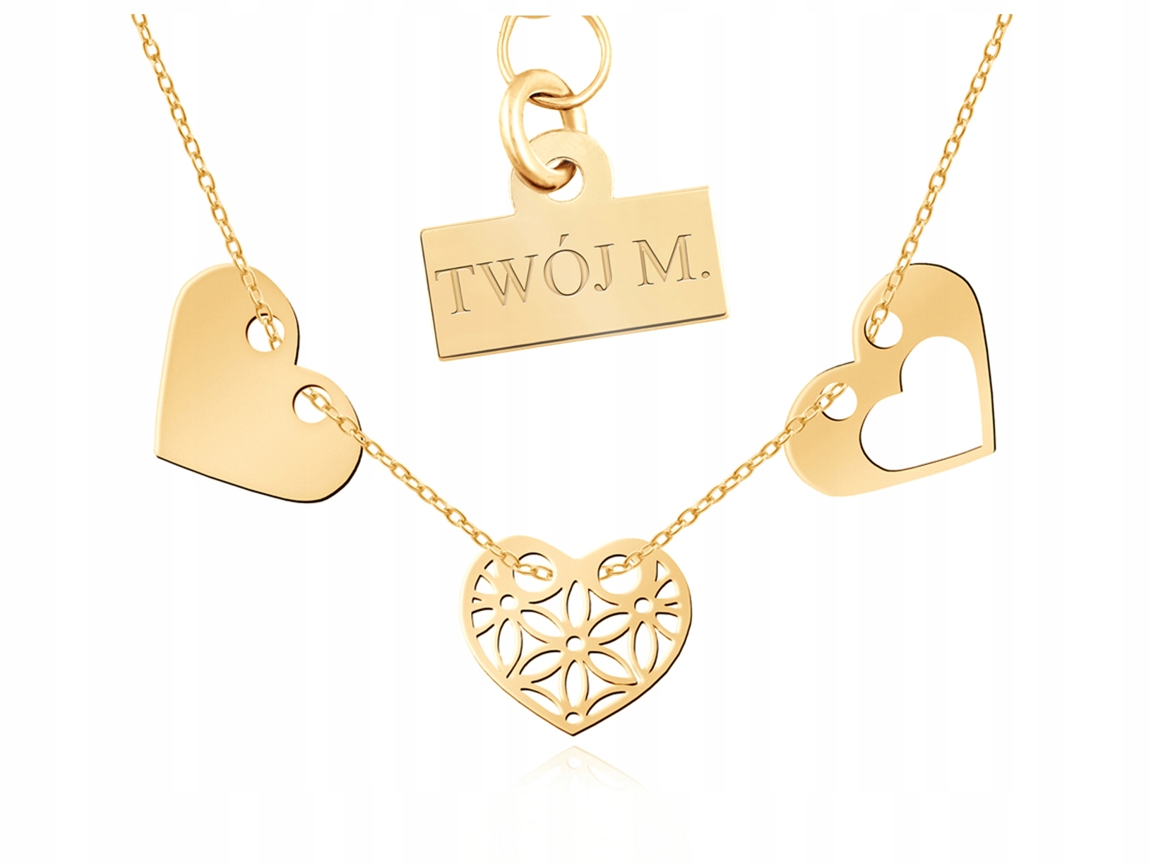 

Złoty Naszyjnik Anker 333 Celebrytka Serca Prezent