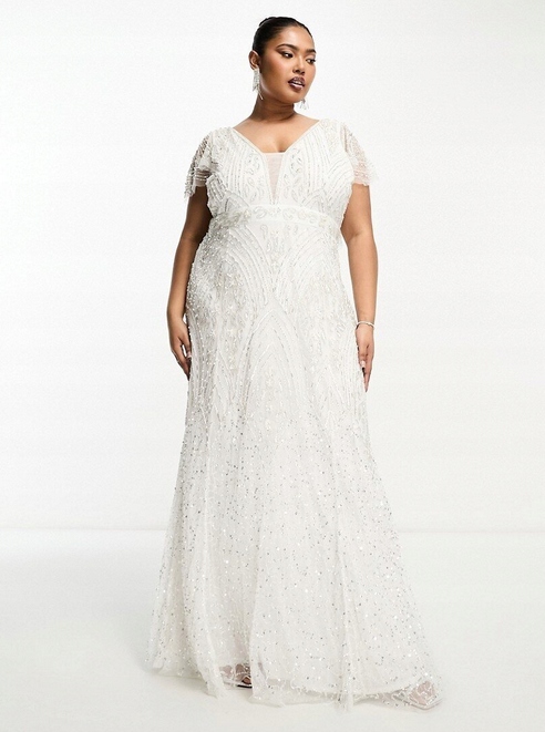 Flitrová Zdobená Šaty Sukně S Perlami Beauut Pro Nadýchané 46 3XL