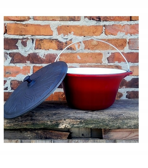 Kotel Maďarský Litinový 7,2L Smaltovaný na oheň guláš s víkem