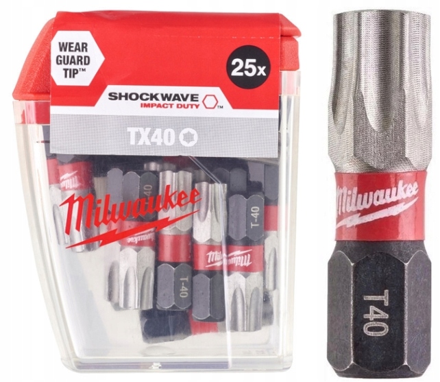 Bity udarowe Milwaukee 4932430889 TX40 25mm krótkie 25 sztuk W Paczce