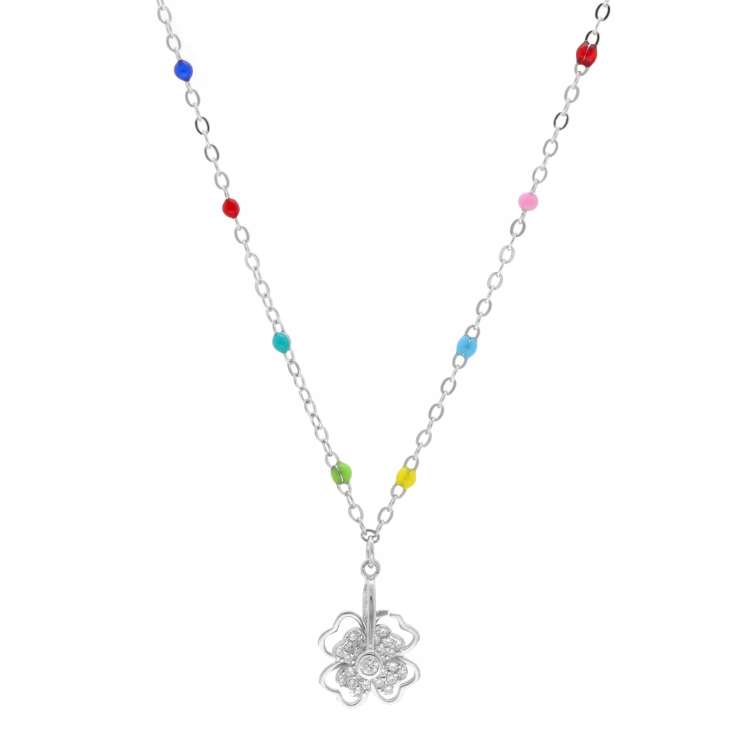 Náhrdelník s barevnými kuličkami čtyřlístek
