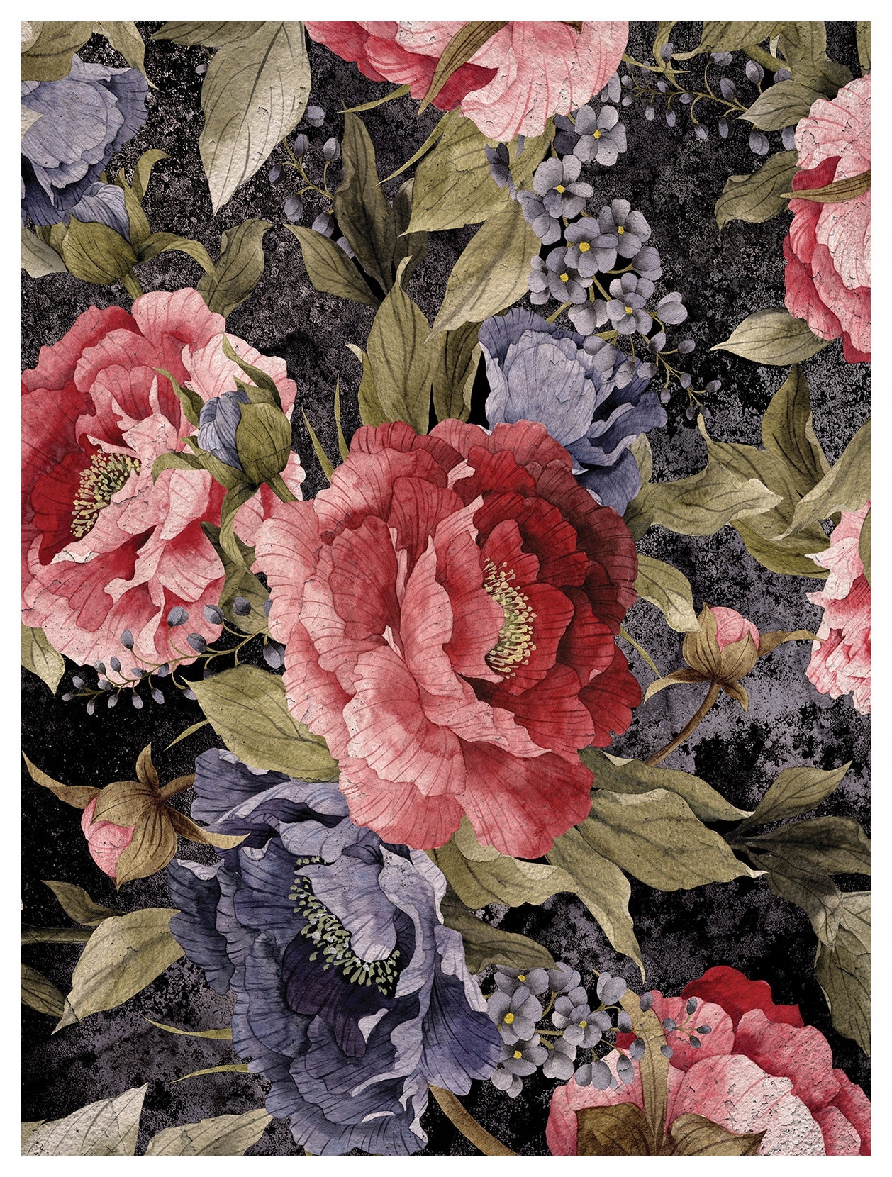 Fototapeta Pivoňky a Vintage růže na tmavém pozadí, elegance 206x275 lepidlo