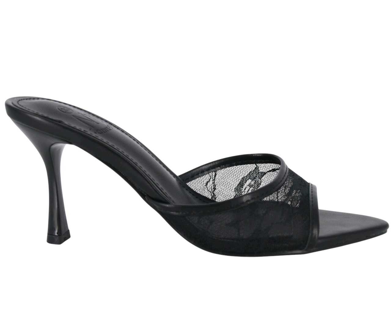 Ažurové Krajkové Elegantní Černé Nazouváky Na Podpatku 9 cm Špendlíky 41