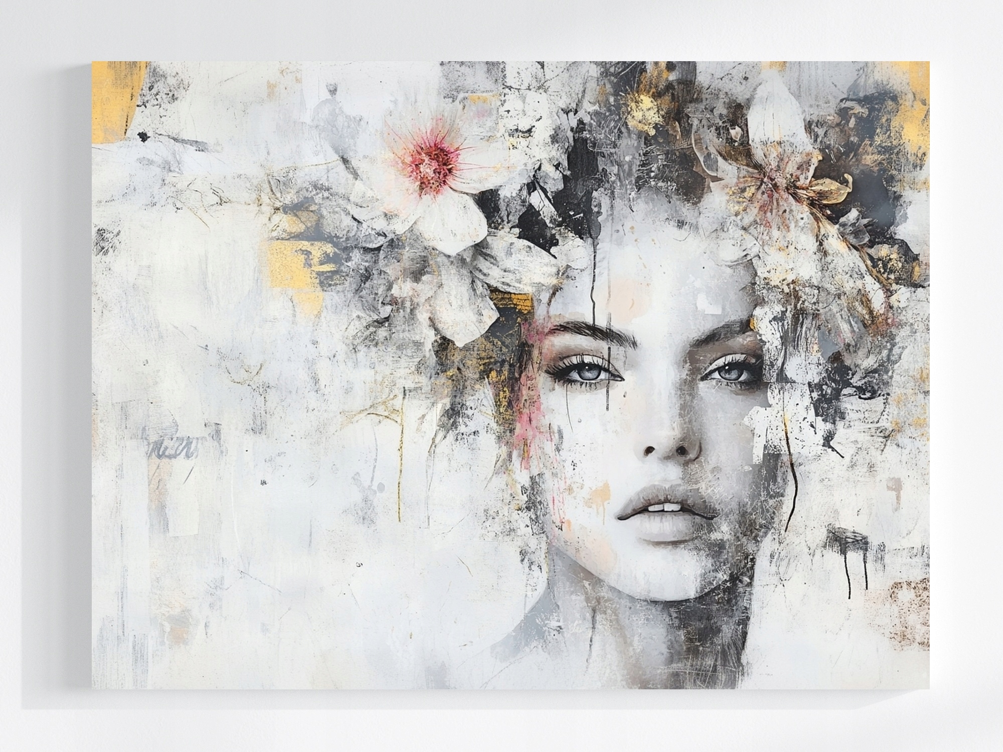 Obraz Na Plátně Canvas Žena Portrét Květiny Vintage Retro Shabby 80x60