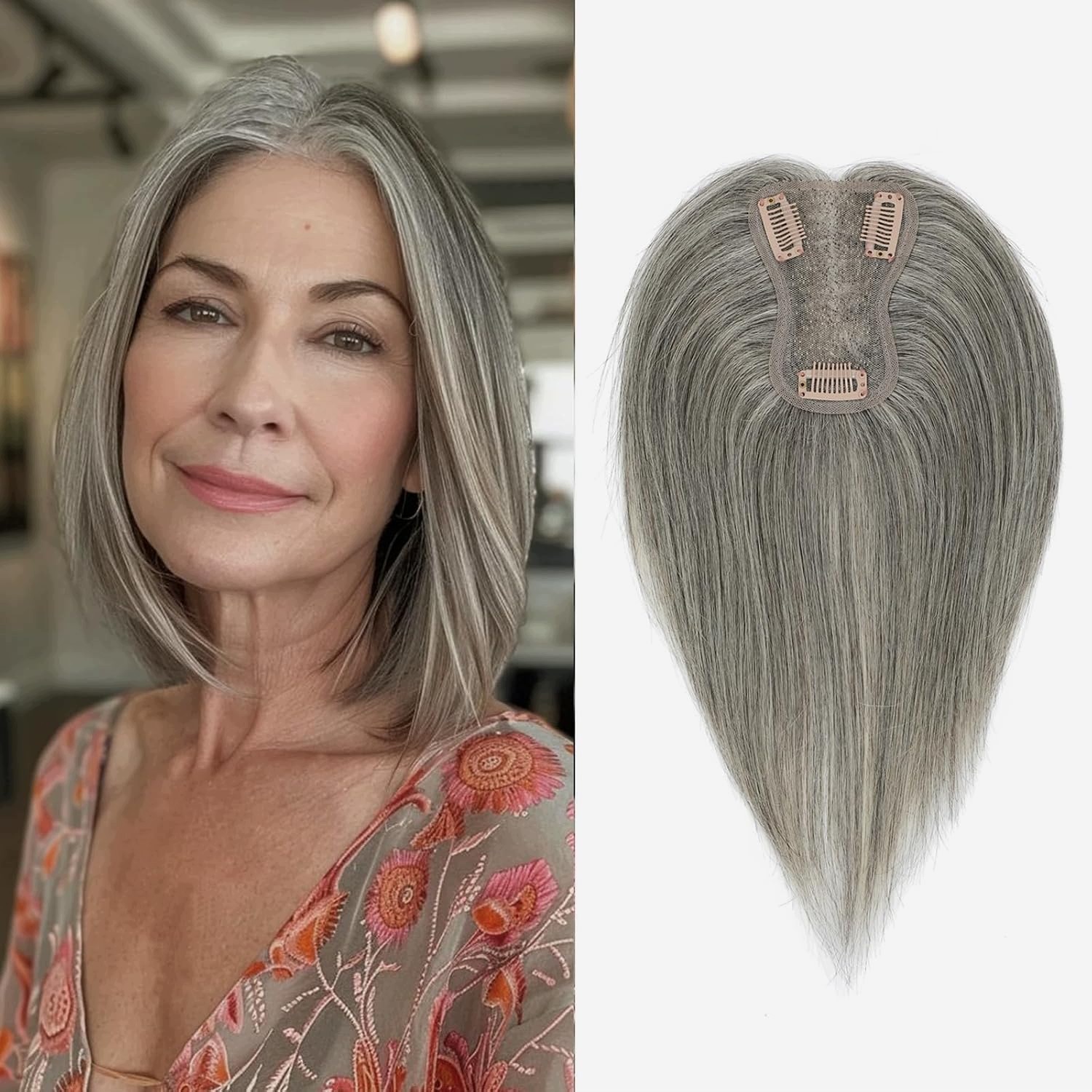 Nakładka na włosy Topper Light Grey 10" clip in
