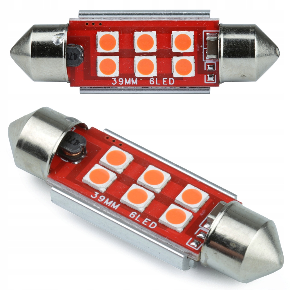 

C5W C10W 6 Led 3535 Canbus 12/24V 39 mm Czerwona